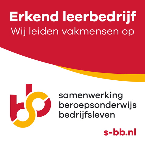 Erkend leerbedrijf. Wij leiden vakmensen op. Samenwerking Beroepsonderwijs Bedrijfsleven (SBB)